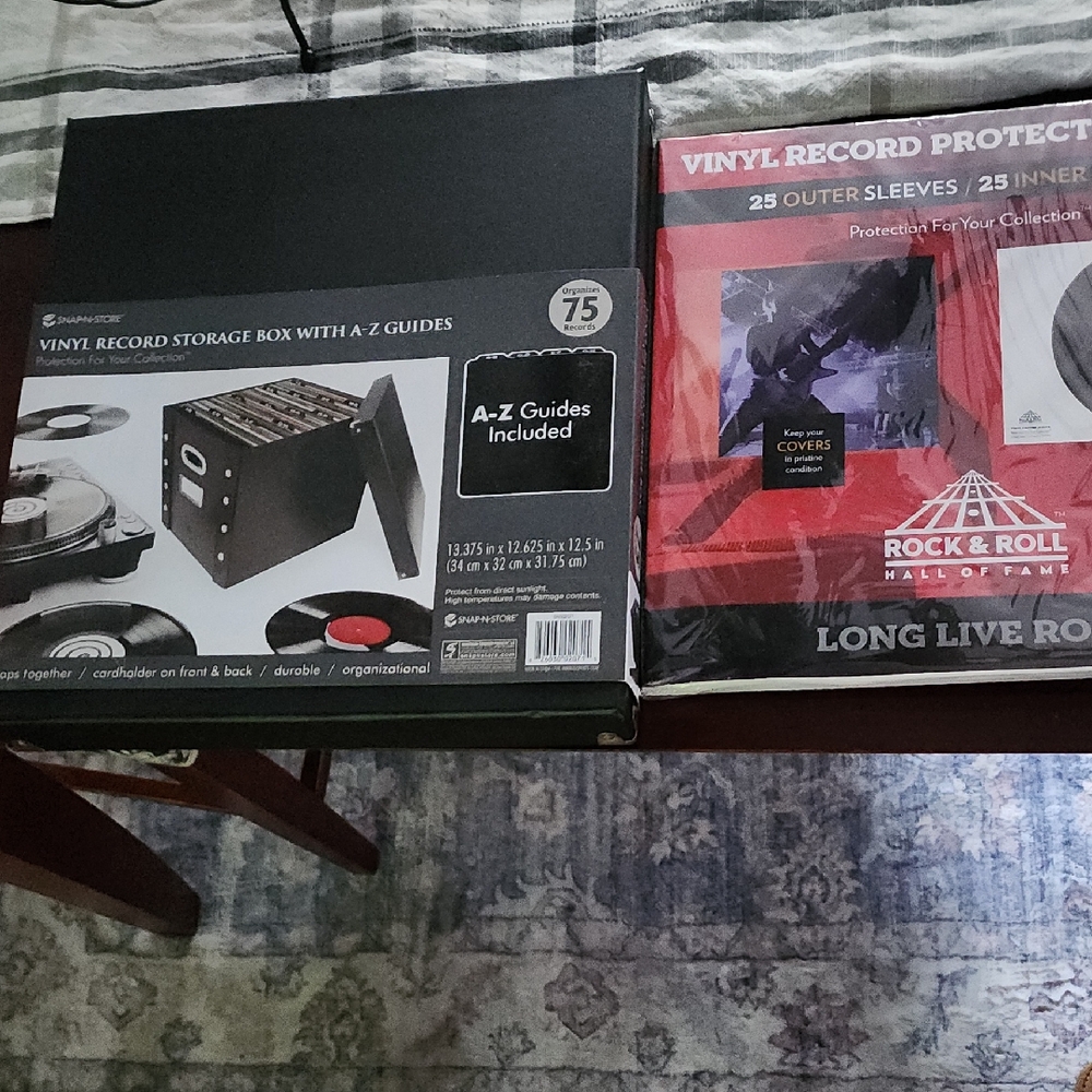 Vinyl Record Storage Box and Sleeves Set